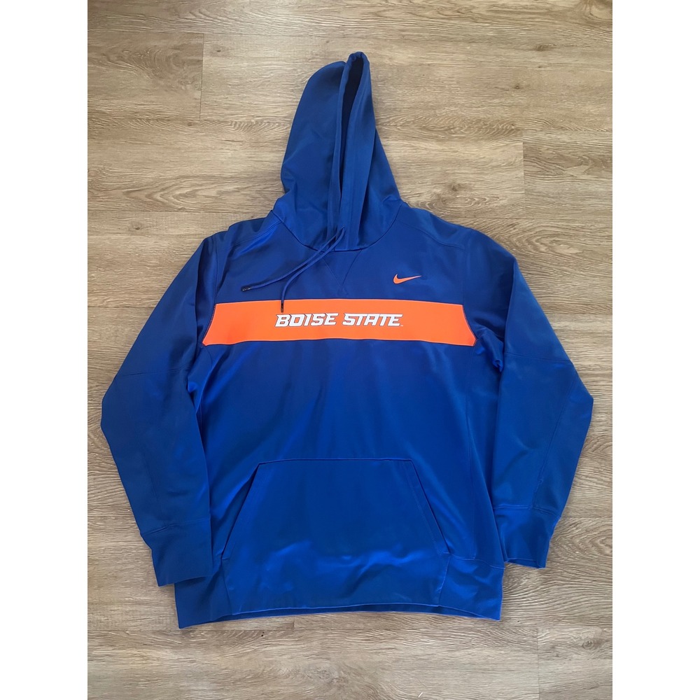 Nike Boise State Broncos Hoodie Mens Large Blue Orange Therma-FIT Sweatshirt